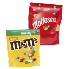 M&M’s maxi
zak à 340/400 gram
of Maltesers
zak à 273 gram